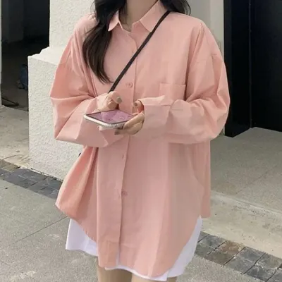 루즈핏 파스텔 베이직 봄 여름 긴팔 셔츠 남방 여성셔츠 오버핏셔츠