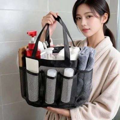 목욕가방 메쉬 파우치 수영장 비치백 8포켓 그물망 사우나 헬스장 샤워 바구니 가방