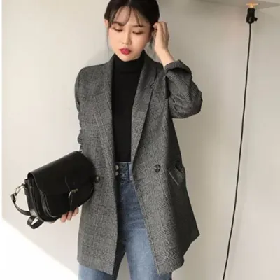 봄 가을 체트 캐주얼 롤업 카라 면접룩 자켓 가을의류 가을여성의류