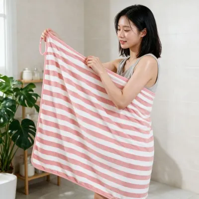 비치타올 샤워가운 스트라이프 극세사 수영장 워터파크 사우나 헬스장 물놀이