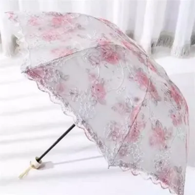 여성 자수 양산 여성 레이스 양산 접이식 휴대용 초경량 자외선 차단 우산 개폐 자동