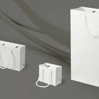 심플 무지 가로형 종이 쇼핑백 10p(12x10cm) (화이트)