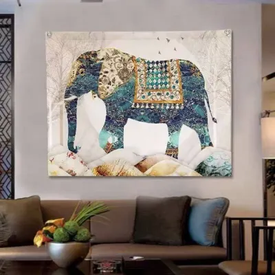 ST 벽장식 가림천 포스터 코끼리 가림막 패브릭 200x150cm 가리개 커튼 인테리어소품