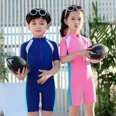 여자아이수영복 수영 아동 수영복 남자 아동 여자 중대 아동 원피스 점프슈트 반팔 거품 온천
