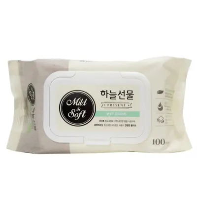 하늘선물 물티슈 100매-캡형/국산/안전/고급/아기/피톤치드/티슈/유아/물티슈