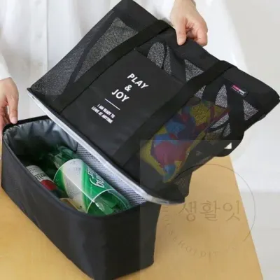 방수 아이스 메쉬백 블랙 캠핑보냉백 쿨링백 고급보냉백 직장인도시락가방 판촉물보냉백