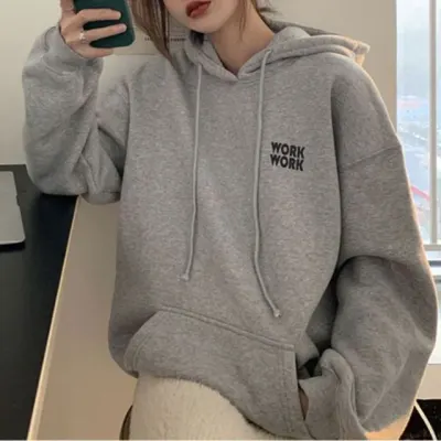 work 후드티 오버핏 캐주얼 후드 티셔츠 후드티셔츠 여자후드티