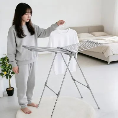 스텐 빨래건조대 접이식 원룸 거주 실내 베란다 건조기 의류 수건 접이형