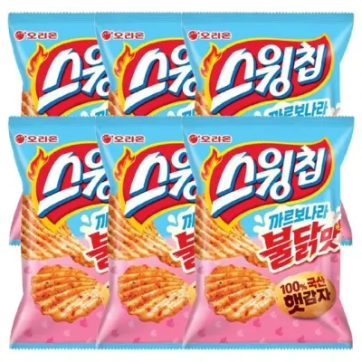 오리온 스윙칩 까르보나라불닭맛 55g x 6개
