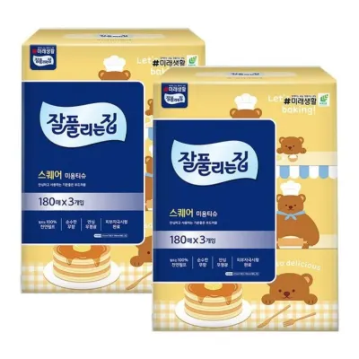 잘풀리는집 미용티슈 각티슈 180매 3입 2팩