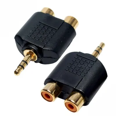 SW0010 RCA(F) to 3.5(M) 스테레오 Y형 젠더 2RCA잭을 3.5파이로 변환