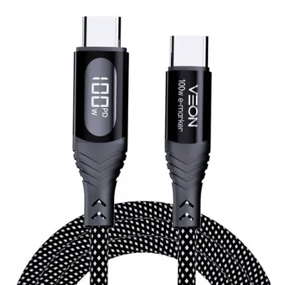 베온 C타입충전케이블 C to C 100W LED 페브릭 초고속 케이블 (QL-LCD15)