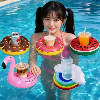 플라밍고 수박 도넛 컵홀더 튜브 커피잔 물컵 받침대 물놀이 휴가 여행 풀장 여름