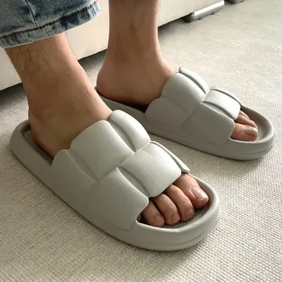 남성용 뚱카롱 쿠션 슬리퍼 그레이