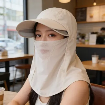 여성 햇빛 모자 썬캡 후드형 마스크 등산 농사 작업 자외선 차단 야외 활동