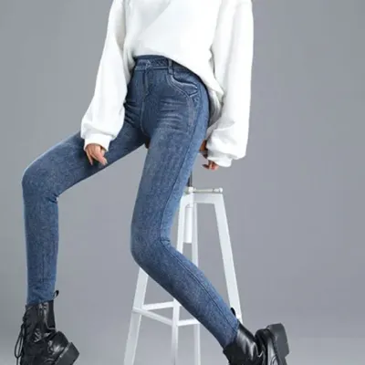 데님 페이크 워싱 쫄바지 레깅스 여성 팬츠 바지 여자레깅스 데님레깅스