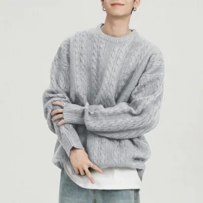 꽈배기 짜임 니트 스웨터 남성 데일리 상의 3컬러 구성