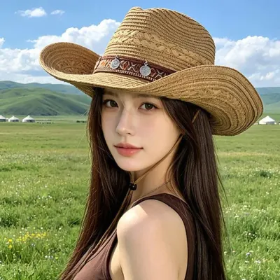 남성 여성 인디언 스타일 카우보이 해변 휴양 바닷가 여행 패션 및짚 모자