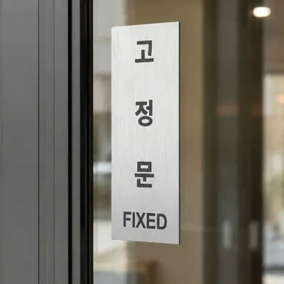 고정문 표지판 출입문 도어 안내판 사무실 매장 상가 건물 문패 고정문 표시판