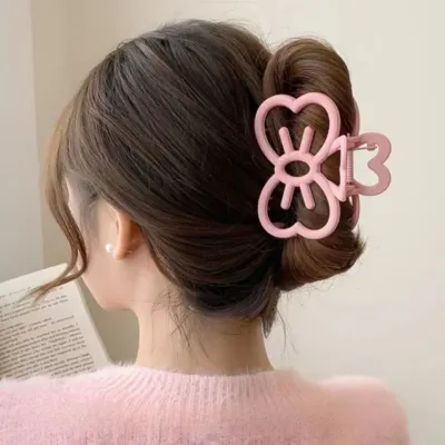 리본 고양이 올림머리 헤어 집게 핀