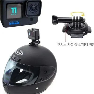 액션캠 헬멧 액션캠 회전 360도 회전형 헬멧용 거치대 브라켓 오토바이 릴리즈 접착식 고정형 바이크 고정