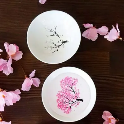 벚꽃 술잔 꽃피는 감성 색변하는 소주 매화 복숭아 소주컵 변색술잔 집들이술잔 소주잔 청자술잔