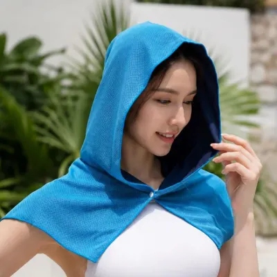 [싸더라] 후드 냉감타월 U자형 쿨링타월 햇빛가리개 여름용