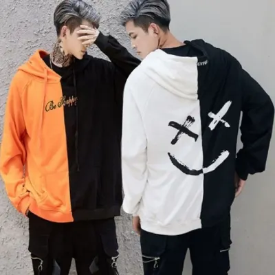하프후드티 남녀공용 무지 맨투맨 커플룩 가을 겨울 남성 여성 후드 티셔츠