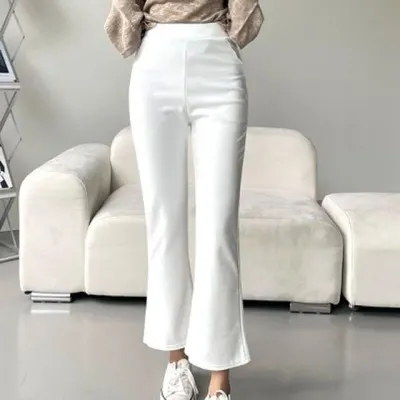 여성 스판 밴딩 크롭 부츠컷 슬랙스 팬츠 1P 데일리 출근 정장 바지