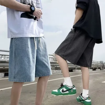 남자 여자 여름 쿨 청반바지 루즈핏 밴딩 고무줄 스판 데님 청바지 팬츠