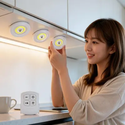 LED 무드등 원형 리모컨 터치 조명 캠핑 자취 선물용 3P