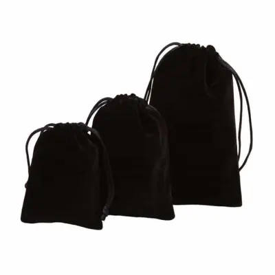 모노리빙 벨벳 파우치 주머니 블랙 8X10cm 더스트백 스트링파우치