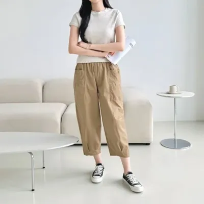 워싱면 키키얀 더블포켓 8부바지