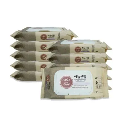 하늘선물 물티슈 50매 캡형 저자극 아기 물휴지