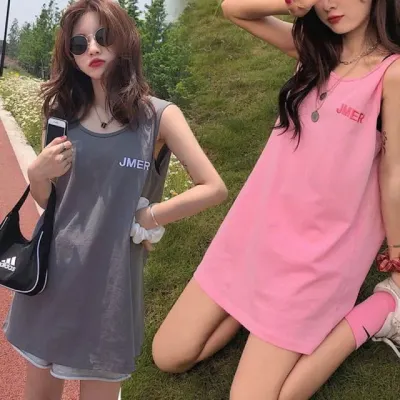 민소매 나시 롱 기장 오버핏 캐주얼 데일리 슬리브리스