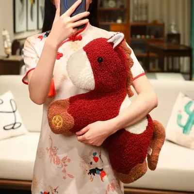 붉은말애착인형 2026년 말해 마스코트 국풍 조랑말 인형 봉제 완구 활동 선물 설날 장식