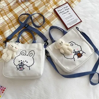 곰인형 미니 에코백 캔버스토트백 캔버스백 캔버스가방 에코가방