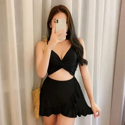 캡내장 원피스수영복 슬리밍비키니 프릴스커트 비키니 슬리밍수영복
