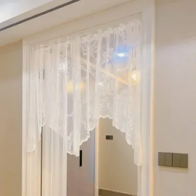 주방 창문 바란스 커튼 패브릭 가리개 2개 세트