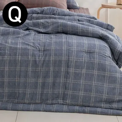해피니 베이직체크 마이크로모달 간절기 이불 퀸 Q (블루)