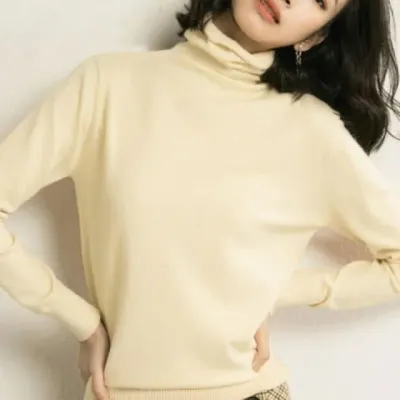 목폴라 티셔츠 여성 니트 터틀넥 무지 레이어드 상의