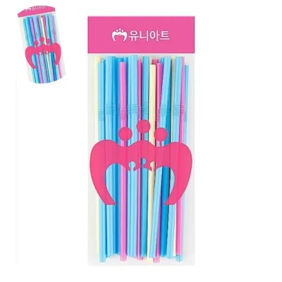 긴빨대 음료용 주름빨대 7mm 파스텔 21.5cm 1개