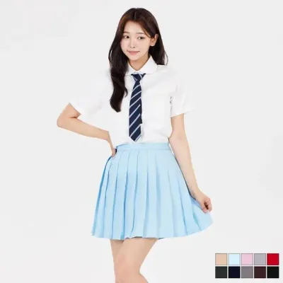 하늘색 플리츠 교복치마 교복 학생복 초등학교졸업사진컨셉 예쁜