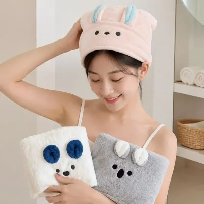 헤어타월 캐릭터 타올 물기 흡수 3배 건조수건 목욕 용품 물먹는 퀵드라이 수건