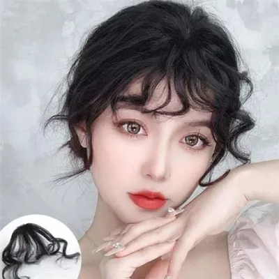 여성 앞머리 가발 웨이브 앞머리 시스루 고열사 탈부착 내추럴 인모 헤어 부분 붙임머리 가르마 보강 피스