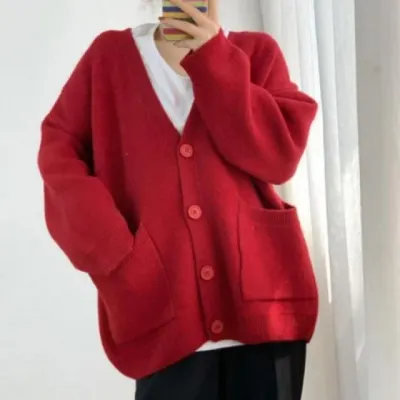 여성 가디건 니트 베이직 스타일 데일리 환절기 아우터