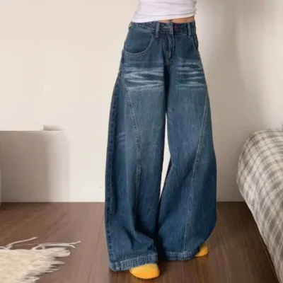 오버와이드 청바지 데님 팬츠 청바지 바지 페미닌룩 데일리룩