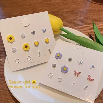 해바라기 라벤더 꽃 플라워 하트 나비 별 기본 스틱 링 원형 은침 귀걸이 S925 눈꽃 데일리 세트 비비드