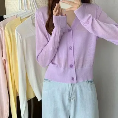 캐주얼 여름 여성 브이넥 가디건 아우터 브이넥가디건 여름 아우터 시스루가디건 여성가디건