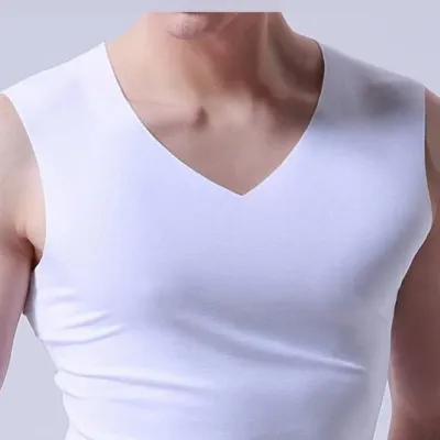 화이트 런닝 셔츠 민소매 남자 실크 아이스 쿨